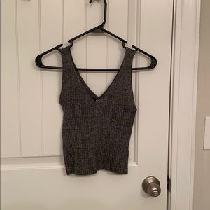 Dark grey knit-like tank top crop top